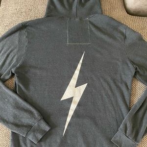 Aviator Nation Charcoal Bolt Zip Up Hoodie, sz XL